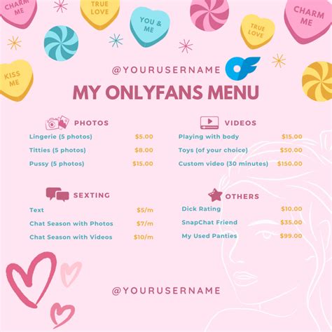 onlyfans menu prices|FREE OnlyFans Menu Template Ideas with Neat。